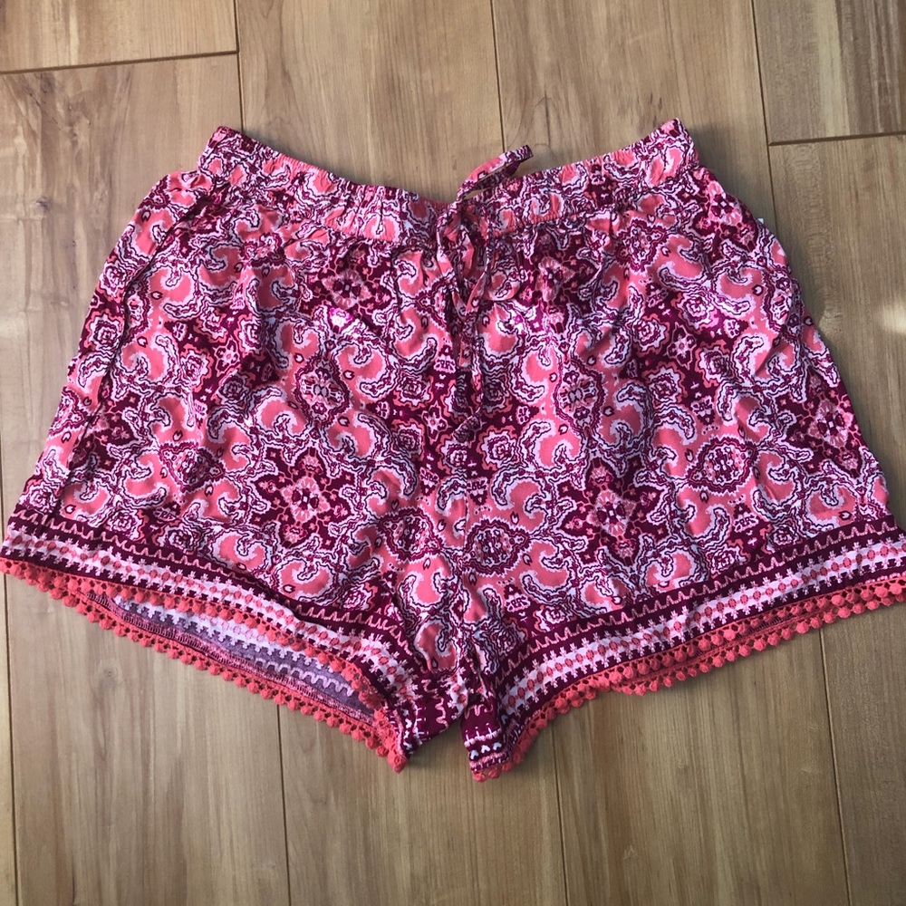 Hollister Orange and Red Printed Shorts